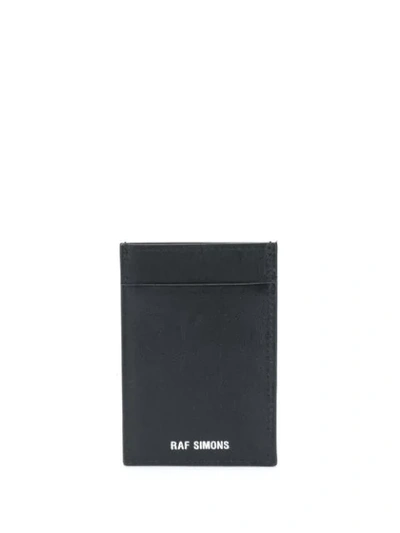 Shop Raf Simons Leather Slogan Card Holder In Black