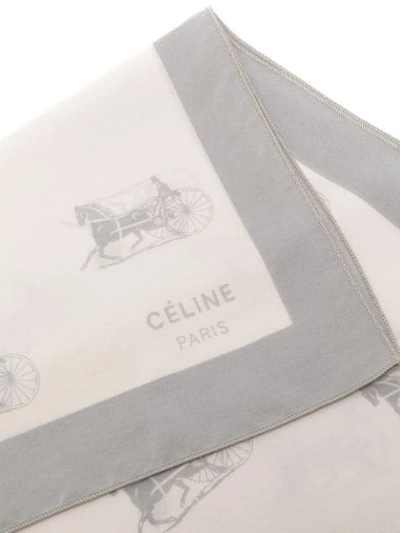 Pre-owned Celine  Carriage Print Scarf In White