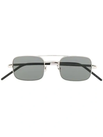 Shop Saint Laurent Square Frames Sunglasses In Silver
