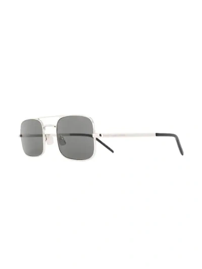 Saint Laurent Square Frames Sunglasses In Silver