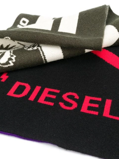 Shop Diesel Logo Detail Scarf In Black