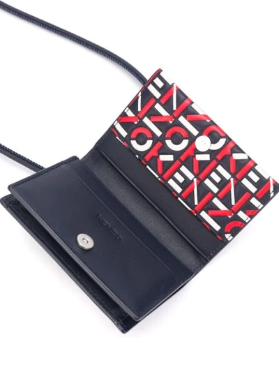 Shop Kenzo Monogram Print Cardholder In Blue