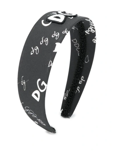Shop Dolce & Gabbana Logo Print Headband In Black