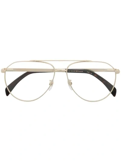 Eyewear By David Beckham Semi-rimless Rectangular Frame Glasses In Gold