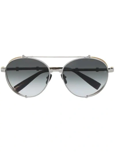 Shop Balmain Eyewear Double-bridge Pilot-frame Sunglasses In Black