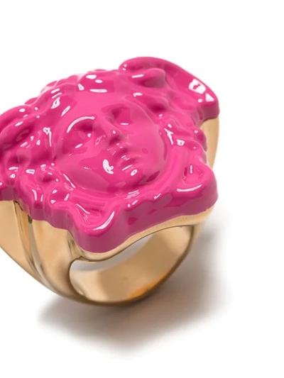 Shop Versace Medusa Head Ring In Pink