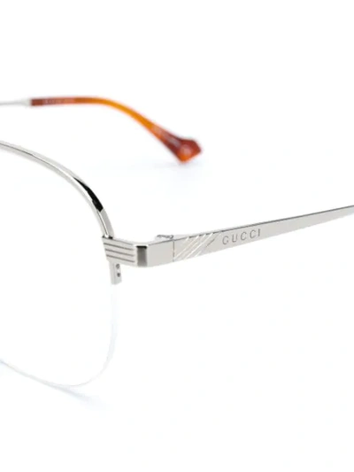 Shop Gucci Aviator-frame Glasses In Silver