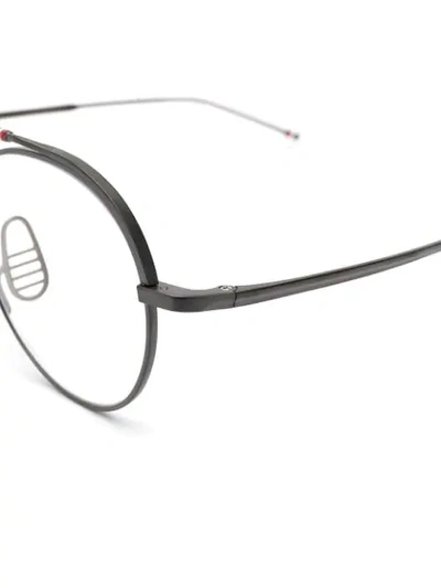 Shop Thom Browne Round Frame Glasses In Black Iron - Silver