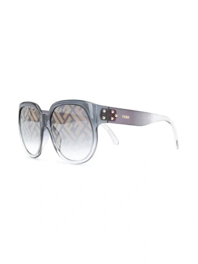 Shop Fendi Ff-decal Oversized Sunglasses In Grey