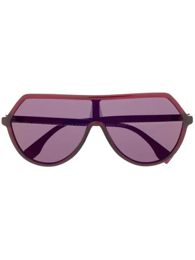 Shop Fendi Ff Oversized-frame Sunglasses In Red