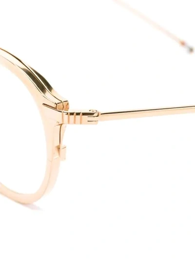 Shop Thom Browne Gold Optical Glasses With Clear Lens In Metallic