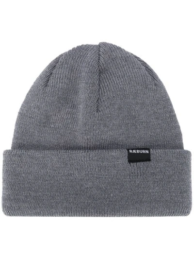 Shop Raeburn Ribbed-knit Logo Patch Beanie In Grey