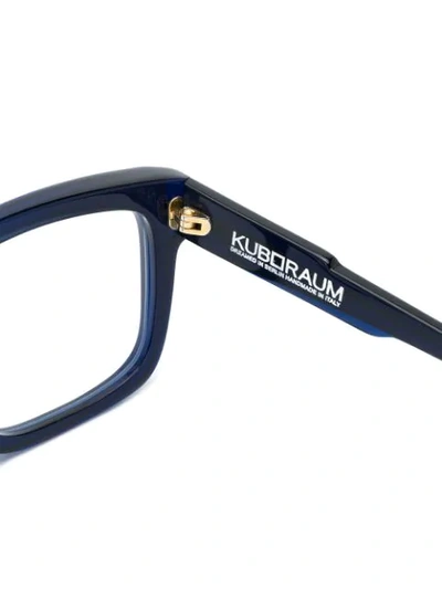 Shop Kuboraum Square Frame Patterned Glasses In Blue