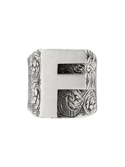 Shop Gucci F Letter Ring In Silver