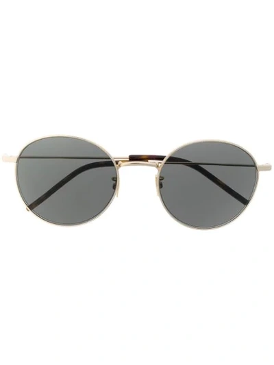 Shop Saint Laurent Sl250 Round-frame Sunglasses In Gold
