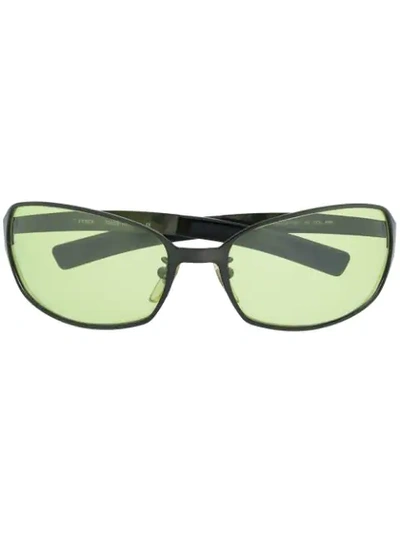 Pre-owned Fendi 2000s Rectangular-frame Sunglasses In Black