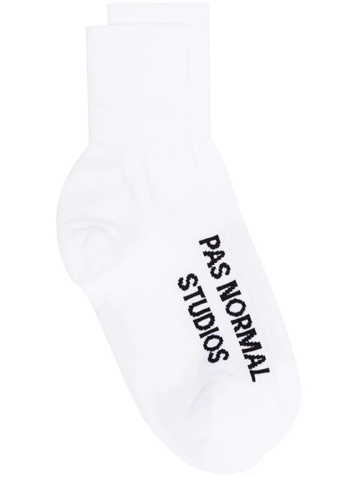 Shop Pas Normal Studios Jacquard Logo Socks In White
