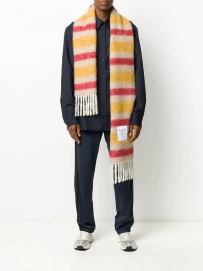 Shop Acne Studios Striped Scarf In Orange