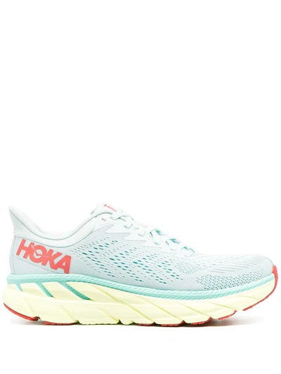 Shop Hoka One One Logo-print Lace-up Sneakers In Green