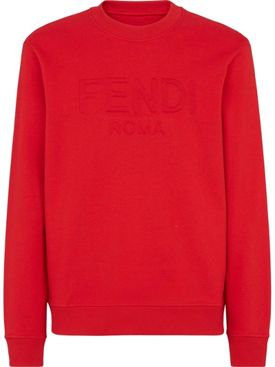 Shop Fendi Roma Crew Neck Sweatshirt In Red