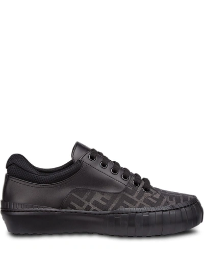 Shop Fendi Panelled Ff-motif Sneakers In Black