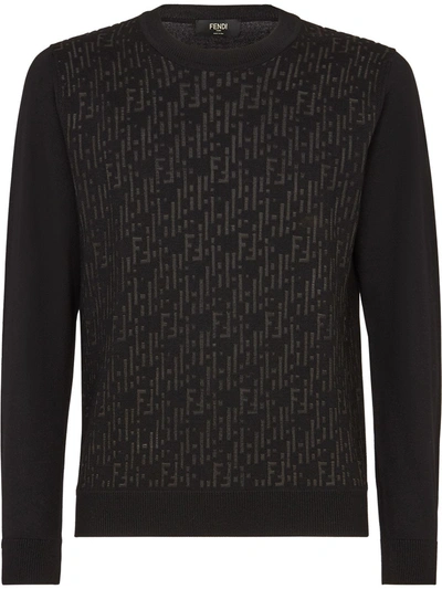 Shop Fendi Ff Logo Pattern Pullover In Black