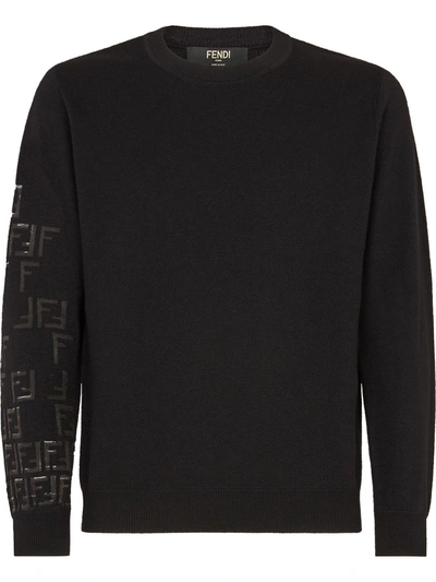 Shop Fendi Ff Motif Knitted Jumper In Black
