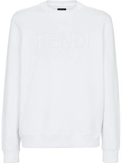 Shop Fendi Roma Crew Neck Sweatshirt In White