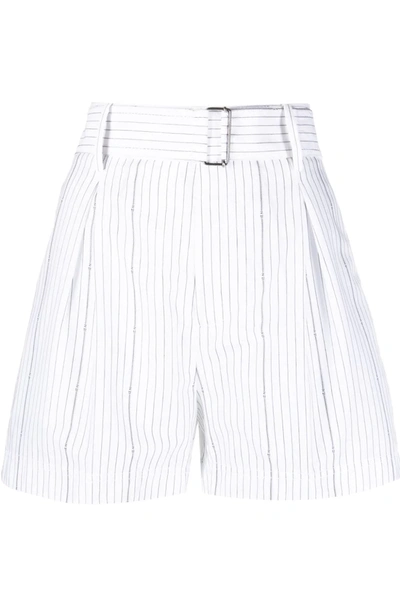 Shop N°21 Pinstriped Belted Shorts In White