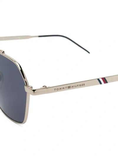 Shop Tommy Hilfiger Square Frame Sunglasses In Gold