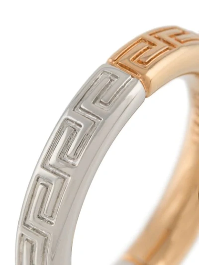 Shop Versace Meander Engraved Ring In Gold