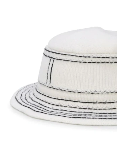 Shop Barrie Stitch Detail Bucket Hat In White