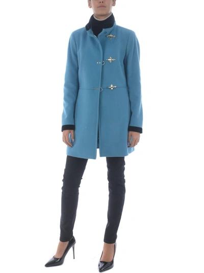 Shop Fay Women's Light Blue Wool Coat