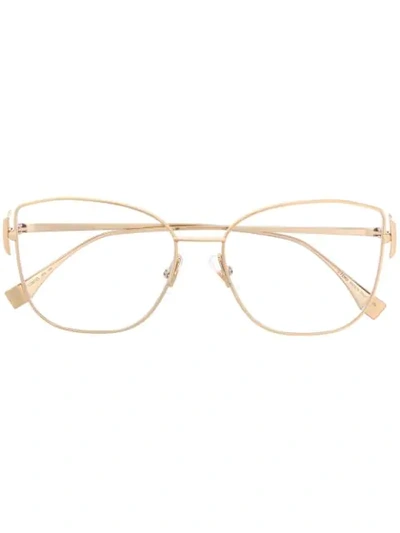 Shop Fendi Oversized Frame Glasses In Gold