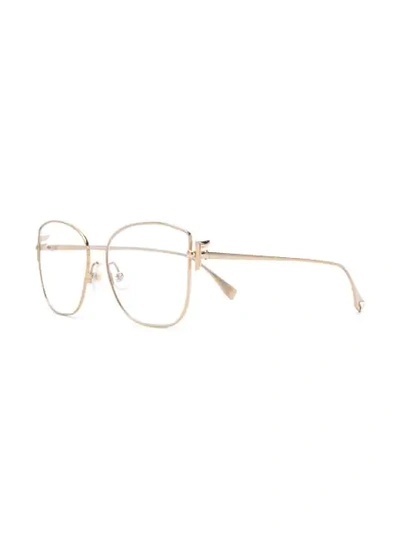Shop Fendi Oversized Frame Glasses In Gold