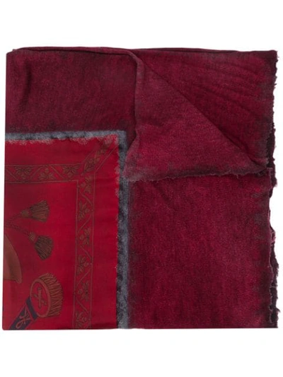 Shop Avant Toi Mix-print Scarf In Red