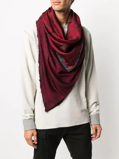 Shop Avant Toi Mix-print Scarf In Red