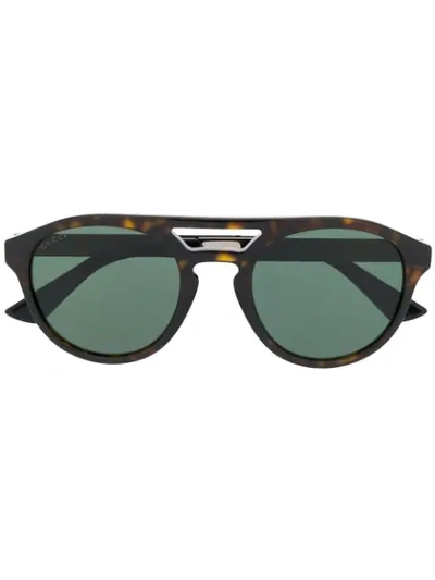 Shop Gucci Round-frame Sunglasses In Brown