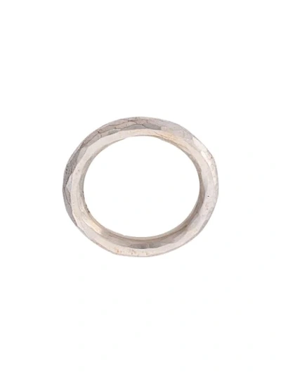 Shop Werkstatt:münchen Classic Hammered Ring In Silver