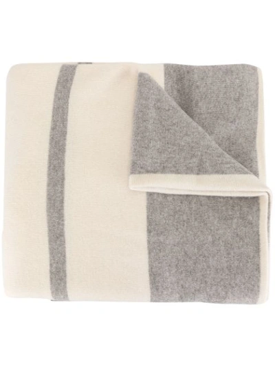 Shop James Perse Cashmere Oversized Striped Scarf In Grey