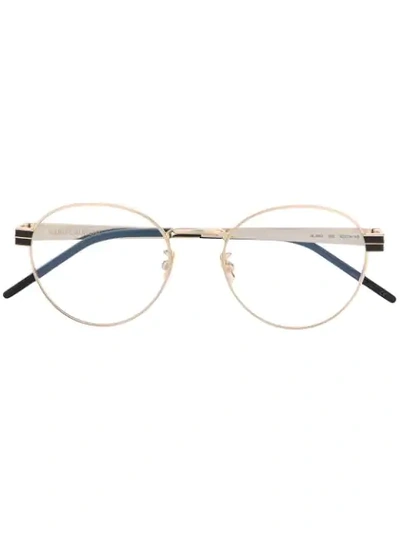 Shop Saint Laurent Round Frame Glasses In Gold