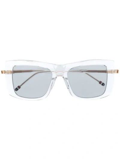 Shop Thom Browne Tb419 Square Frame Sunglasses In Neutrals