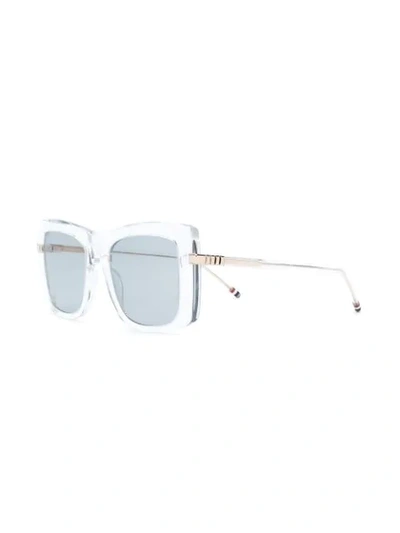Shop Thom Browne Tb419 Square Frame Sunglasses In Neutrals