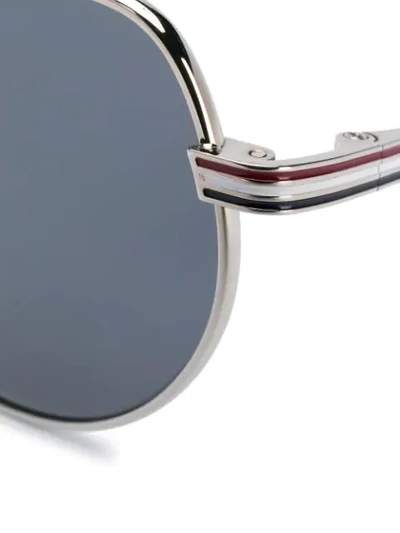 Shop Thom Browne Hingeless Pilot-frame Sunglasses In Silver