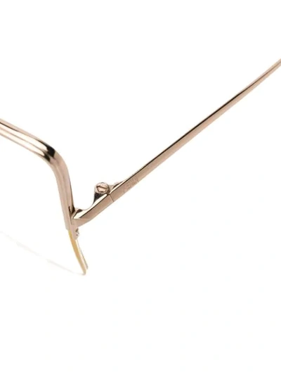 Shop Fendi Half-rim Square Frame Glasses In Gold