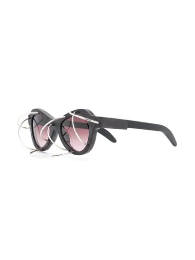 Shop Kuboraum Y2 Wire Detail Sunglasses In Black