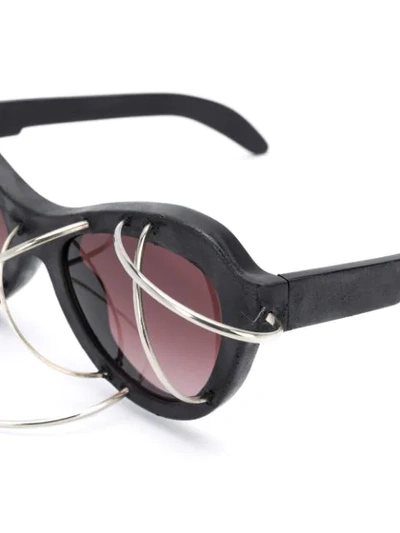 Shop Kuboraum Y2 Wire Detail Sunglasses In Black