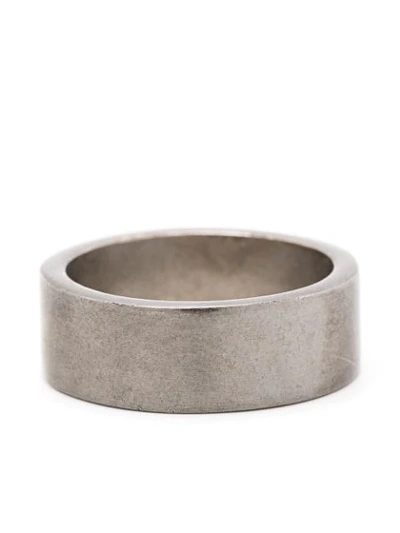 Shop Maison Margiela Distressed-effect Logo-engraved Ring In Grey