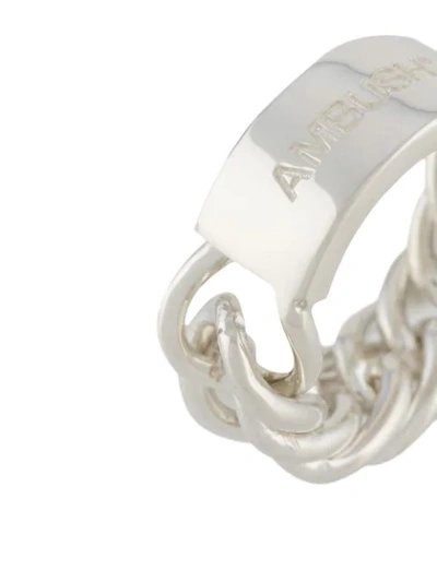 Shop Ambush Engraved-logo Chain-link Ring In Silver