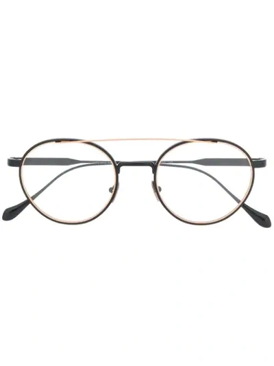 Shop Giorgio Armani Round Logo Glasses In Gold